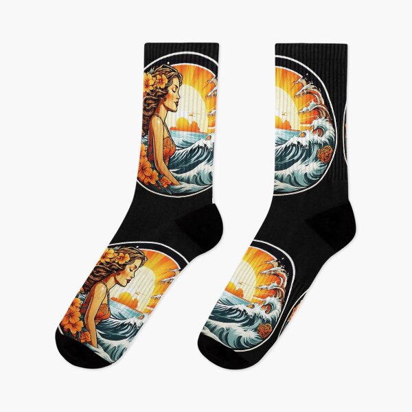 Item preview, Elegant and Beautiful Lady Watching Sunset with Orange Orchids designed and sold by NautiChic.
