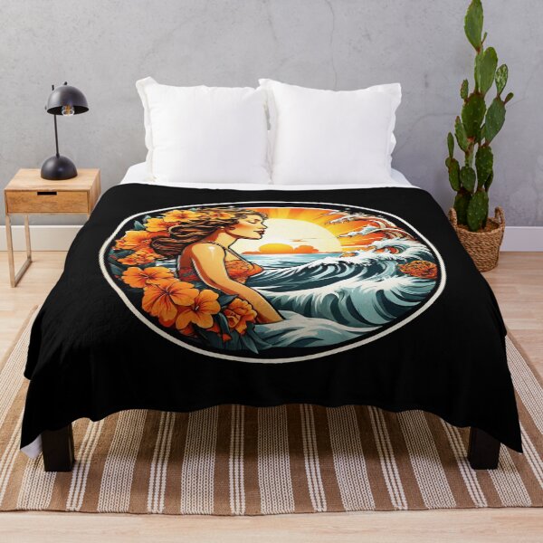 Item preview, Elegant and Beautiful Lady Watching Sunset with Orange Orchids designed and sold by NautiChic.