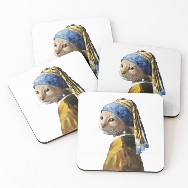 Item preview, Cat with a pearl Earring cutout - remake of Girl with a pearl Earring by Vermeer designed and sold by EmeraldeaArt.
