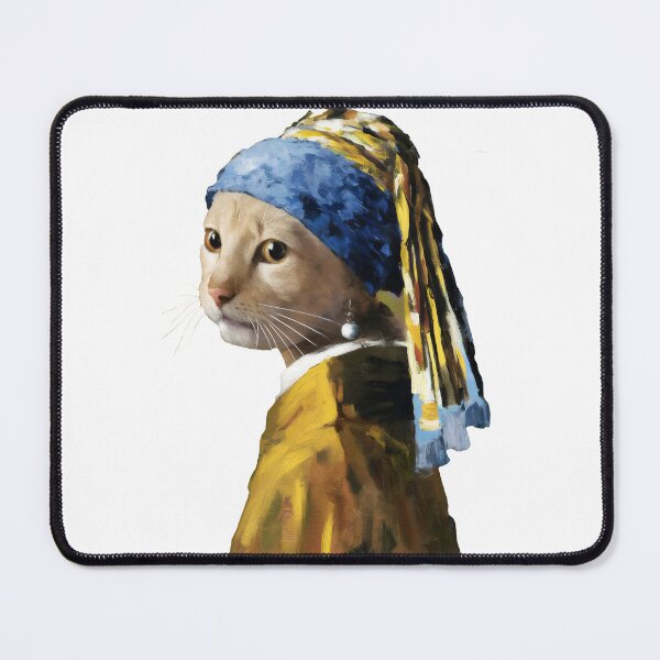 Item preview, Cat with a pearl Earring cutout - remake of Girl with a pearl Earring by Vermeer designed and sold by EmeraldeaArt.