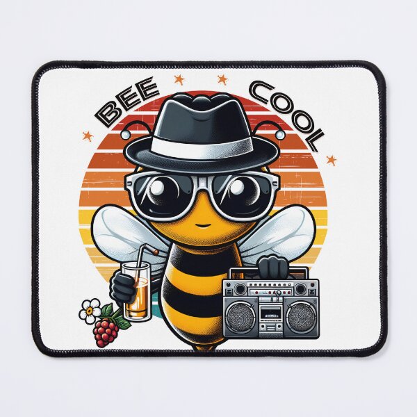 Item preview, Bee Cool with a vintage sunset wearing a mafia hat & sunglasses designed and sold by Talass.
