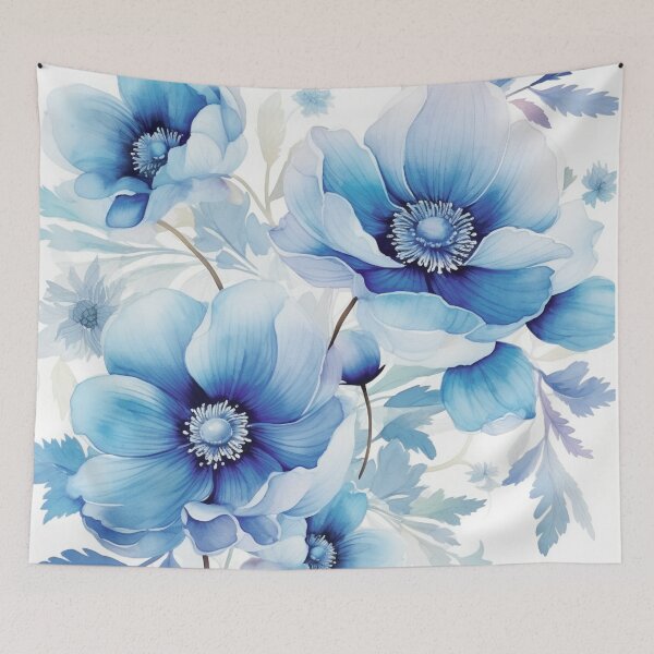 Item preview, Blue White Flower Pattern Spring Aesthetic Marguerite Blasingame Watercoloring Watercolor designed and sold by SMARTKIT  DESIGNAGENCY.