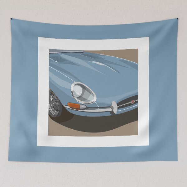 Item preview, British Classic Sports Car Type E Blue designed and sold by Steve Kidd Art.