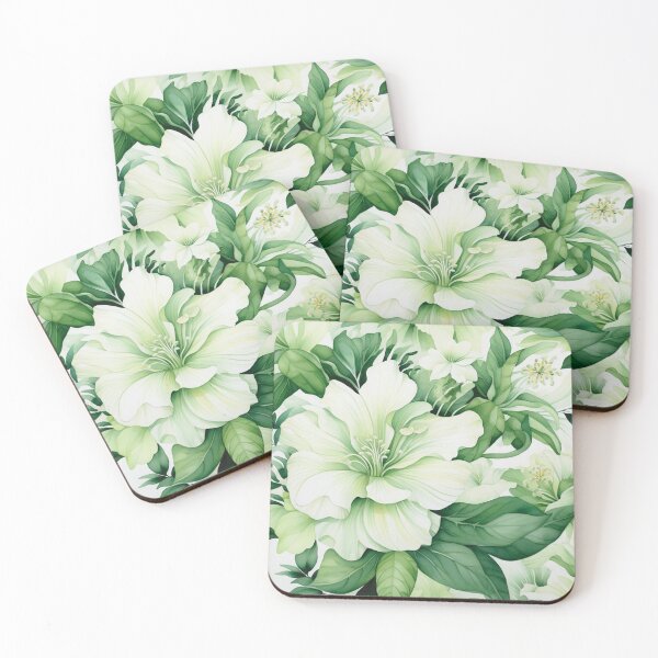 Item preview, Green White Flower Pattern Spring Aesthetic Marguerite Blasingame Watercoloring Watercolor designed and sold by SMARTKIT  DESIGNAGENCY.