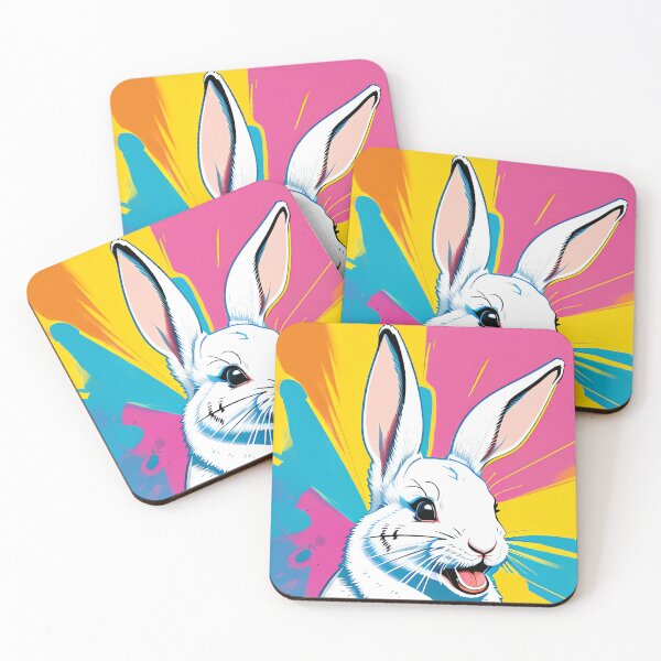Item preview, Modern Abstract Pop Art Style Laughing Rabbit Drawing designed and sold by thejoyker1986.