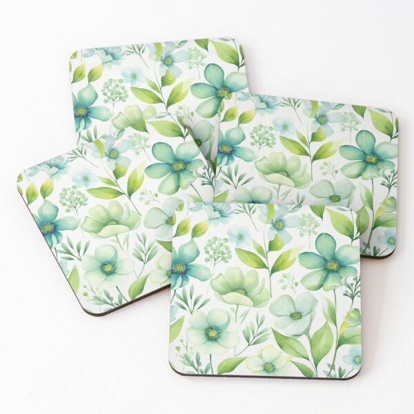 Item preview, Green White Flower Pattern Spring Aesthetic Marguerite Blasingame Watercoloring Watercolor designed and sold by SMARTKIT  DESIGNAGENCY.
