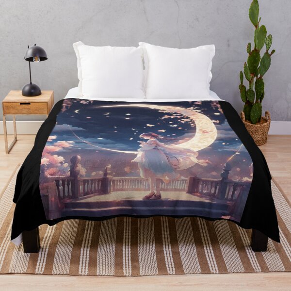 Item preview, Tani - Moonlit Night Reverie: Anime girl in pink under a starry sky designed and sold by BPMagic.
