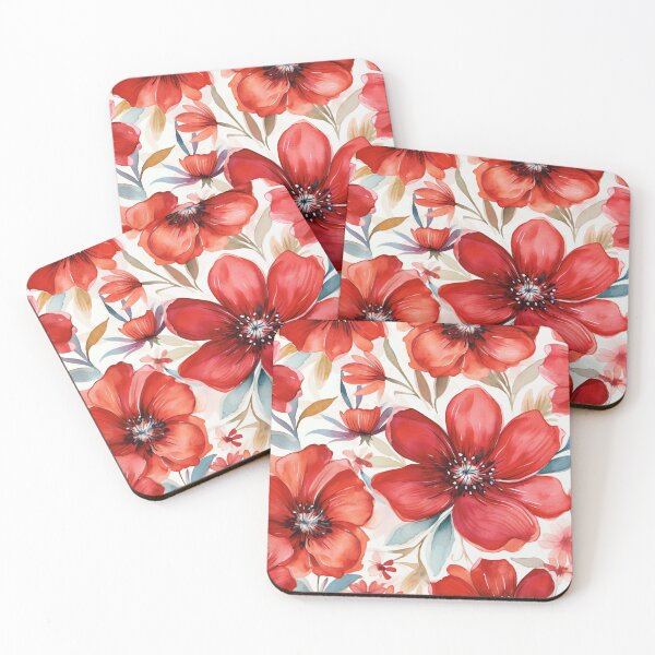 Item preview, Red White Flower Pattern Spring Aesthetic Marguerite Blasingame Watercoloring Watercolor designed and sold by SMARTKIT  DESIGNAGENCY.