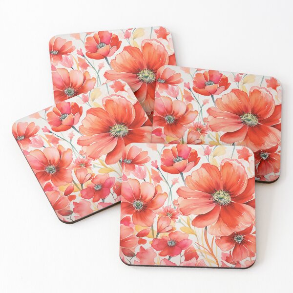Item preview, Red White Flower Pattern Spring Aesthetic Marguerite Blasingame Watercoloring Watercolor designed and sold by SMARTKIT  DESIGNAGENCY.