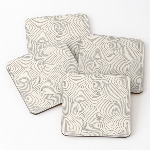 Item preview, Mid Century Style Line Art Modern 70s Monochrome Waves Pattern designed and sold by GrinGalore.
