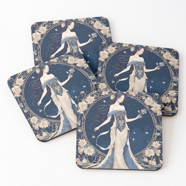 Item preview, Emilie - Timeless elegance: Mucha-inspired beauty in shades of blue designed and sold by BPMagic.