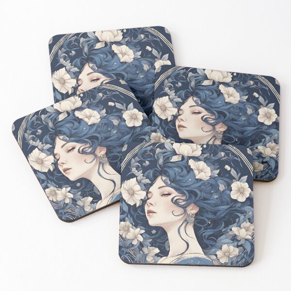Item preview, Clara - Timeless elegance: Mucha-inspired beauty in shades of blue designed and sold by BPMagic.