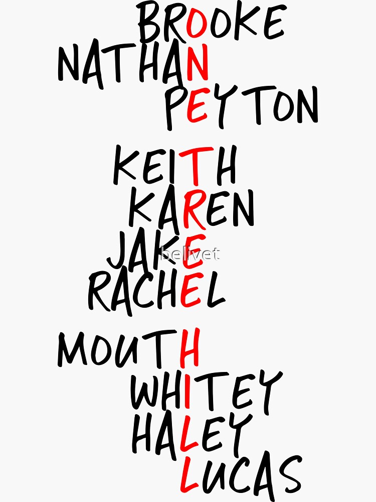 "One Tree Hill names black" Sticker for Sale by belivet Redbubble