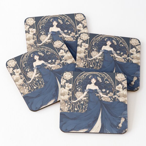 Item preview, Adele - Timeless elegance: Mucha-inspired beauty in shades of blue designed and sold by BPMagic.