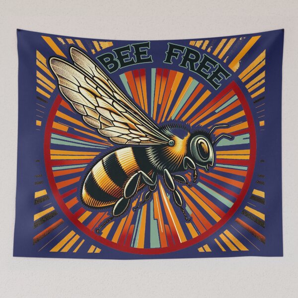 Item preview, Sunny Flight: Retro Bee Freedom FREE BEE designed and sold by leyfinder.