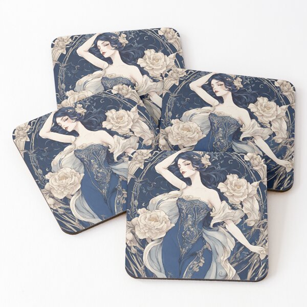 Item preview, Josephine - Timeless elegance: Mucha-inspired beauty in shades of blue designed and sold by BPMagic.