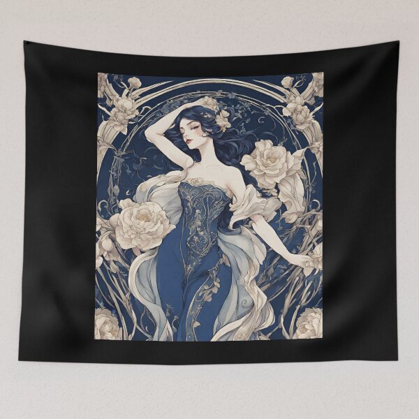 Item preview, Josephine - Timeless elegance: Mucha-inspired beauty in shades of blue designed and sold by BPMagic.