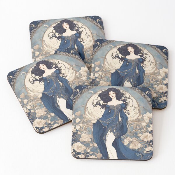 Item preview, Helene - Timeless elegance: Mucha-inspired beauty in shades of blue designed and sold by BPMagic.