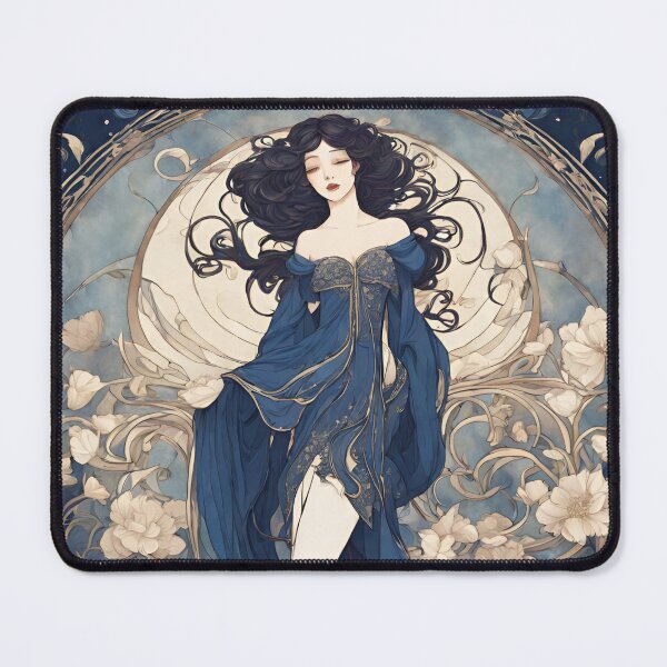 Item preview, Helene - Timeless elegance: Mucha-inspired beauty in shades of blue designed and sold by BPMagic.