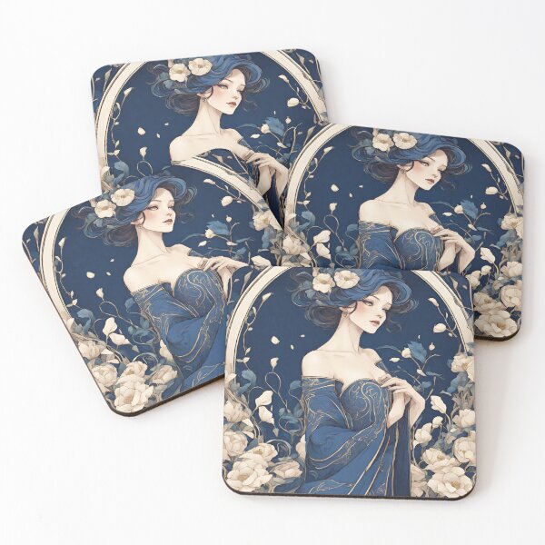 Item preview, Margarete - Timeless elegance: Mucha-inspired beauty in shades of blue designed and sold by BPMagic.