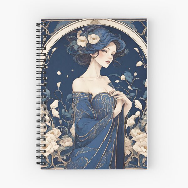 Item preview, Margarete - Timeless elegance: Mucha-inspired beauty in shades of blue designed and sold by BPMagic.