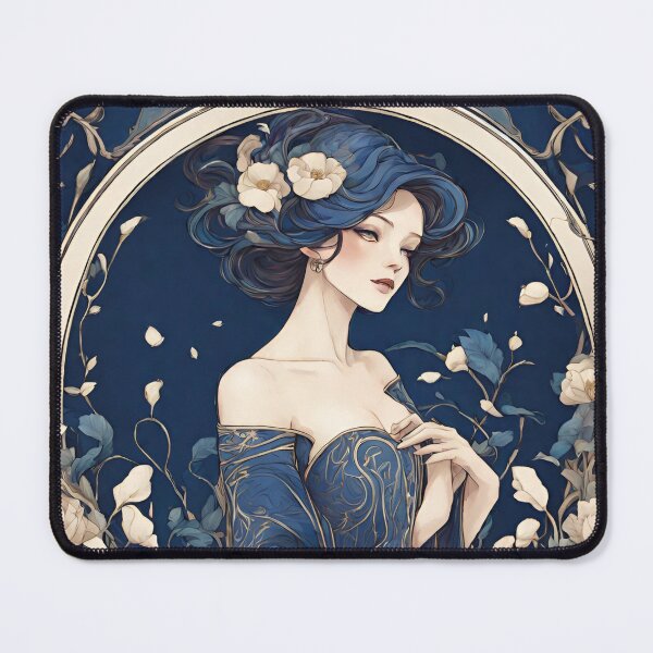 Item preview, Margarete - Timeless elegance: Mucha-inspired beauty in shades of blue designed and sold by BPMagic.