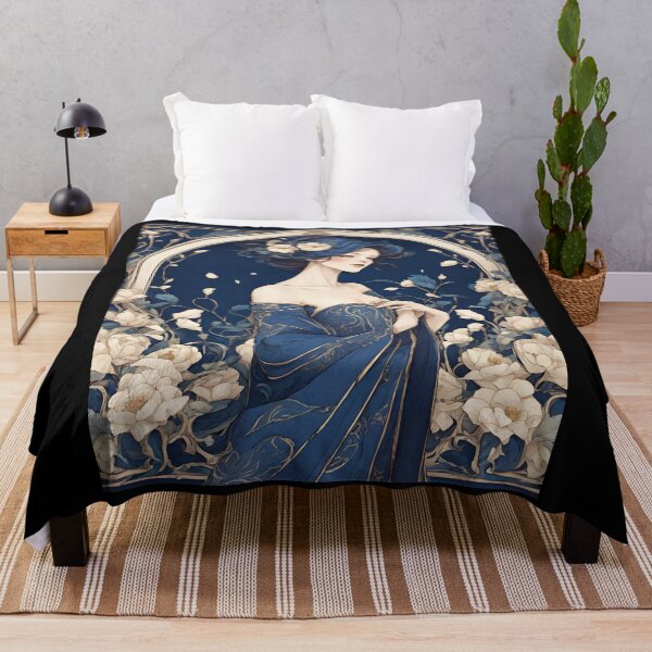 Item preview, Margarete - Timeless elegance: Mucha-inspired beauty in shades of blue designed and sold by BPMagic.
