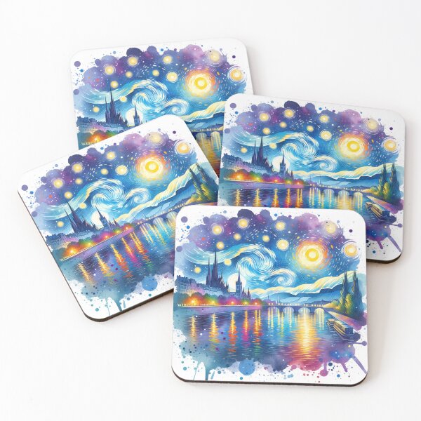 Item preview, Stary night on the river Watercolor designed and sold by caroldarlene.