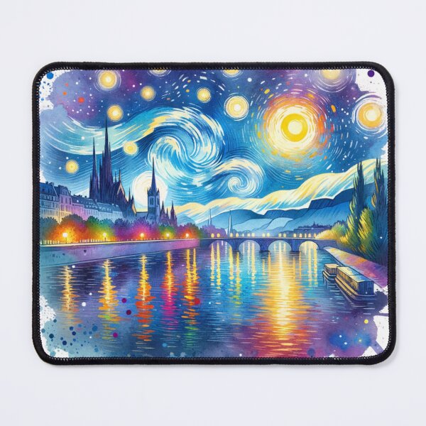 Item preview, Stary night on the river Watercolor designed and sold by caroldarlene.