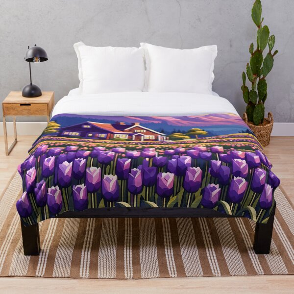 Aperçu de l'œuvre Champs de tulipes violettes créée et vendue par VeiledVision.