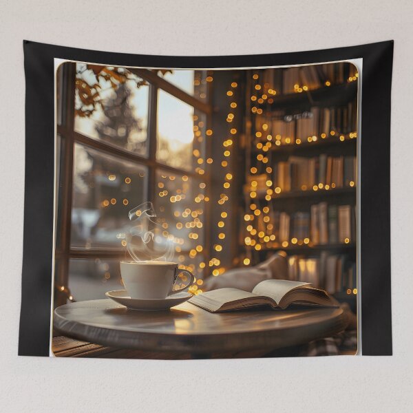 Item preview, Tranquil Café Retreat: Bookish Bliss designed and sold by AI-Only Creations.