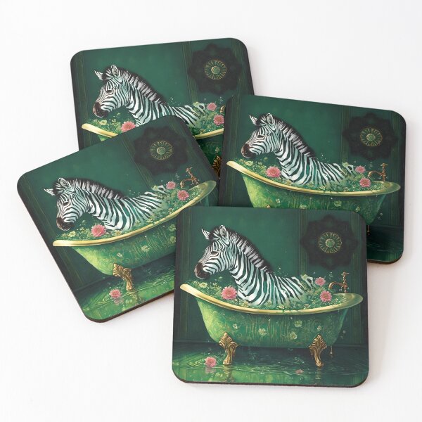 Item preview, a zebra bathing inside a clawfoot bathtub designed and sold by Angelandspot.