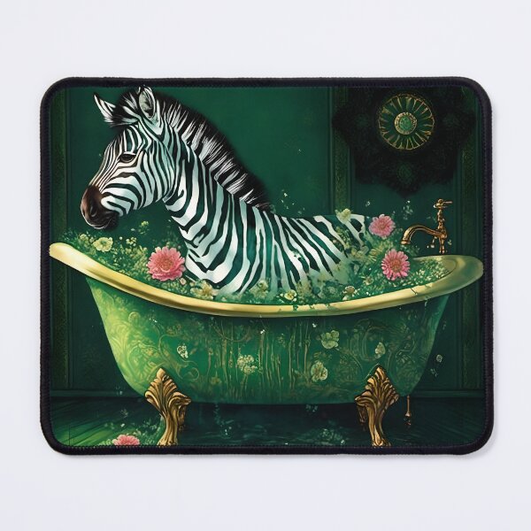 Item preview, a zebra bathing inside a clawfoot bathtub designed and sold by Angelandspot.