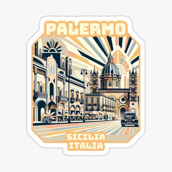 Item preview, Vintage palermo sicily italy Landmark Skyline. Travel souvernir. designed and sold by Unitepeople.
