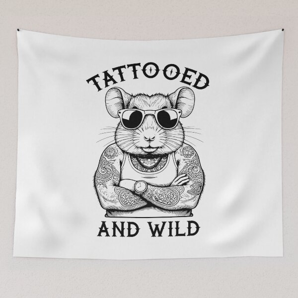 Item preview, Tattooed And Wild Funny Inked Hamster Animal Tattoo Lover designed and sold by GrandeDuc.