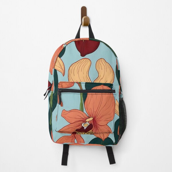 Item preview, Paphiopedilum, floral design. Color orchids on blue. designed and sold by Grygiel23.