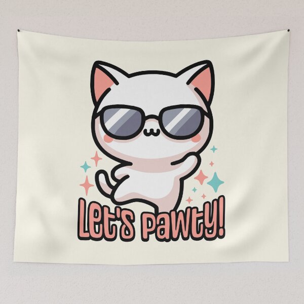 Item preview, Let's Pawty! Cute Dancing Cat Pun designed and sold by PMCreative.