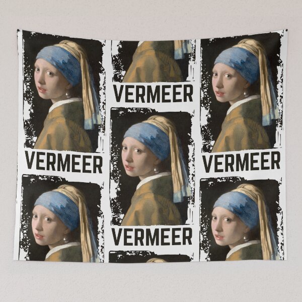 Item preview, Girl with a Pearl Earring grunge Vermeer text designed and sold by EmeraldeaArt.
