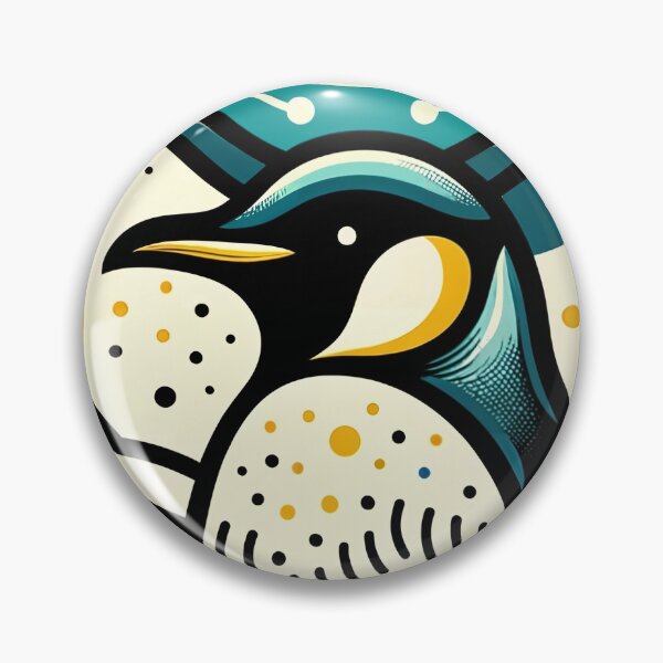 Item preview, Mustard Yellow Teal Blue Penguin In Abstract Waves Pattern designed and sold by PenguinForests.