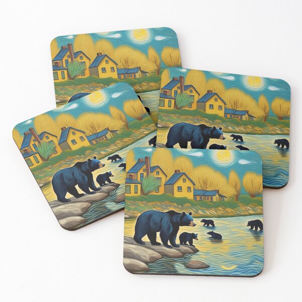 Item preview, Cute Black Bear Family on River Bend Zoo Pals designed and sold by sportsimpact.
