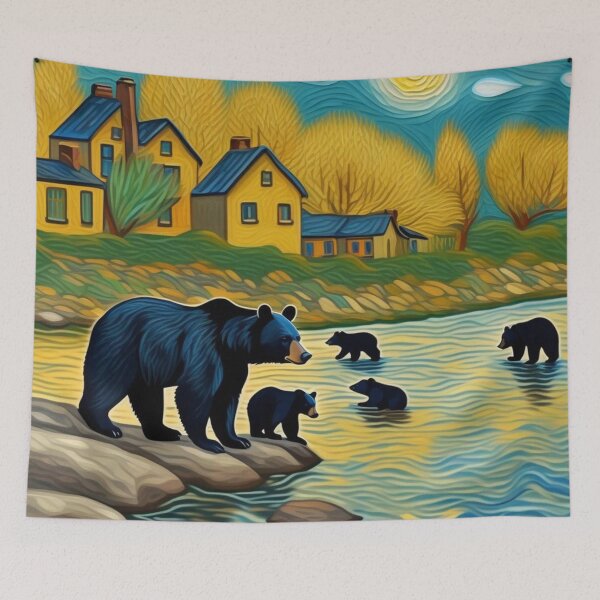 Item preview, Cute Black Bear Family on River Bend Zoo Pals designed and sold by sportsimpact.
