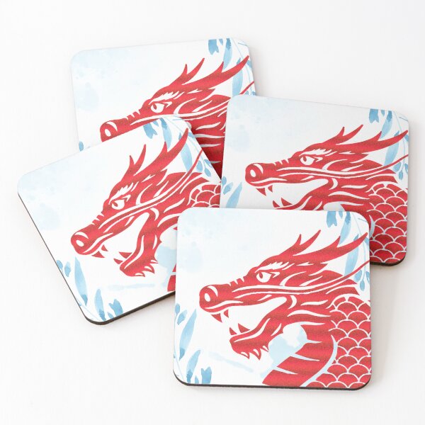 Item preview, Red Dragon with Blue Leaves Design designed and sold by CarefulCreation.