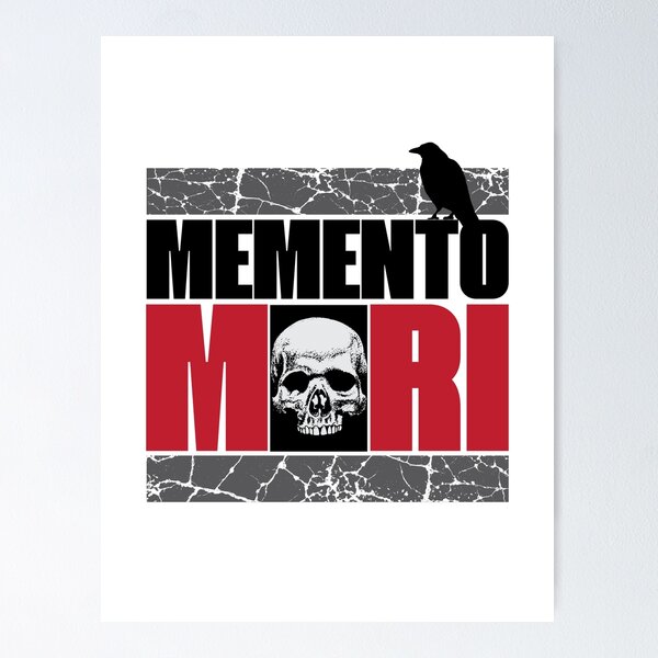 Artikel-Vorschau von Memento Mori VI – Totenkopf und Krähe – lateinisches Zitat – stoische Stoizismus-Philosophie, designt und verkauft von WIZECROW.