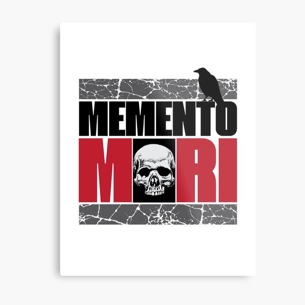 Artikel-Vorschau von Memento Mori VI – Totenkopf und Krähe – lateinisches Zitat – stoische Stoizismus-Philosophie, designt und verkauft von WIZECROW.