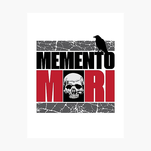 Artikel-Vorschau von Memento Mori VI – Totenkopf und Krähe – lateinisches Zitat – stoische Stoizismus-Philosophie, designt und verkauft von WIZECROW.