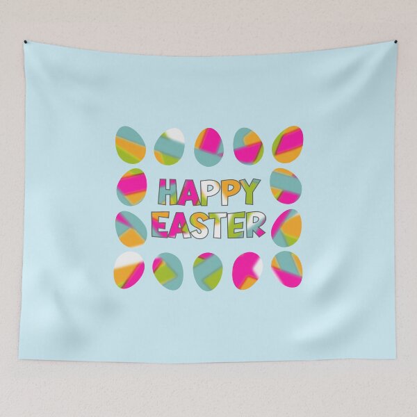 Item preview, Happy Easter cute greetings and colored eggs designed and sold by mariya-ivanova.