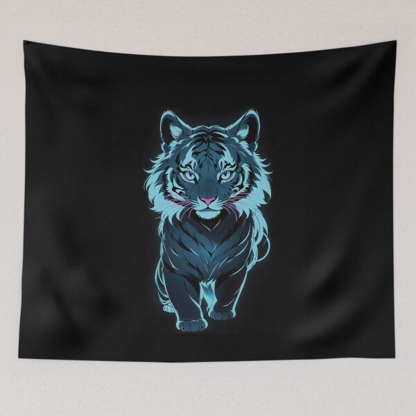 Item preview, Baby Tiger Neon Cyan Outline Anime designed and sold by Vishnu Rajbhar.