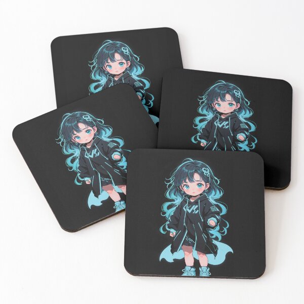 Item preview, Cute Girl 02 Neon Cyan Outline Anime designed and sold by Vishnu Rajbhar.