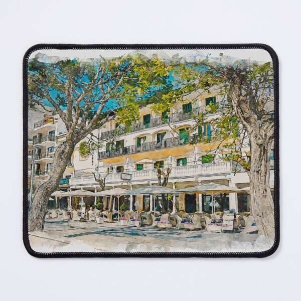 Item preview, Puerto Pollensa Mallorca Hotel Miramar Watercolour Effect designed and sold by GG WALL ART.