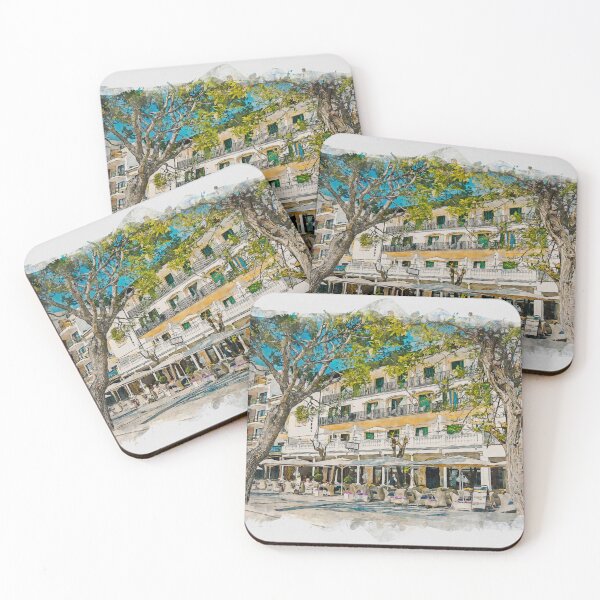 Item preview, Puerto Pollensa Mallorca Hotel Miramar Watercolour Effect designed and sold by GG WALL ART.
